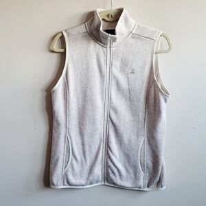 Brooks Brothers Fleece Full Zip Sweater Vest Cream Beige